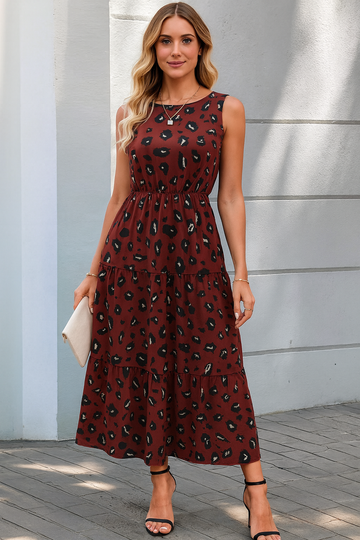 Alonic Fab Wild Elegance Sleeveless Leopard Maxi Dress