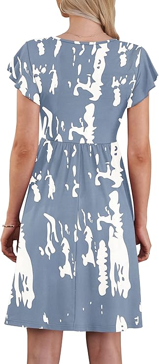 Alonic Women's Rayon Floral Printed Midi Flared Dress for Women