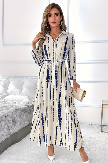 Alonic Fab Navy white Abstract Print shirt dress