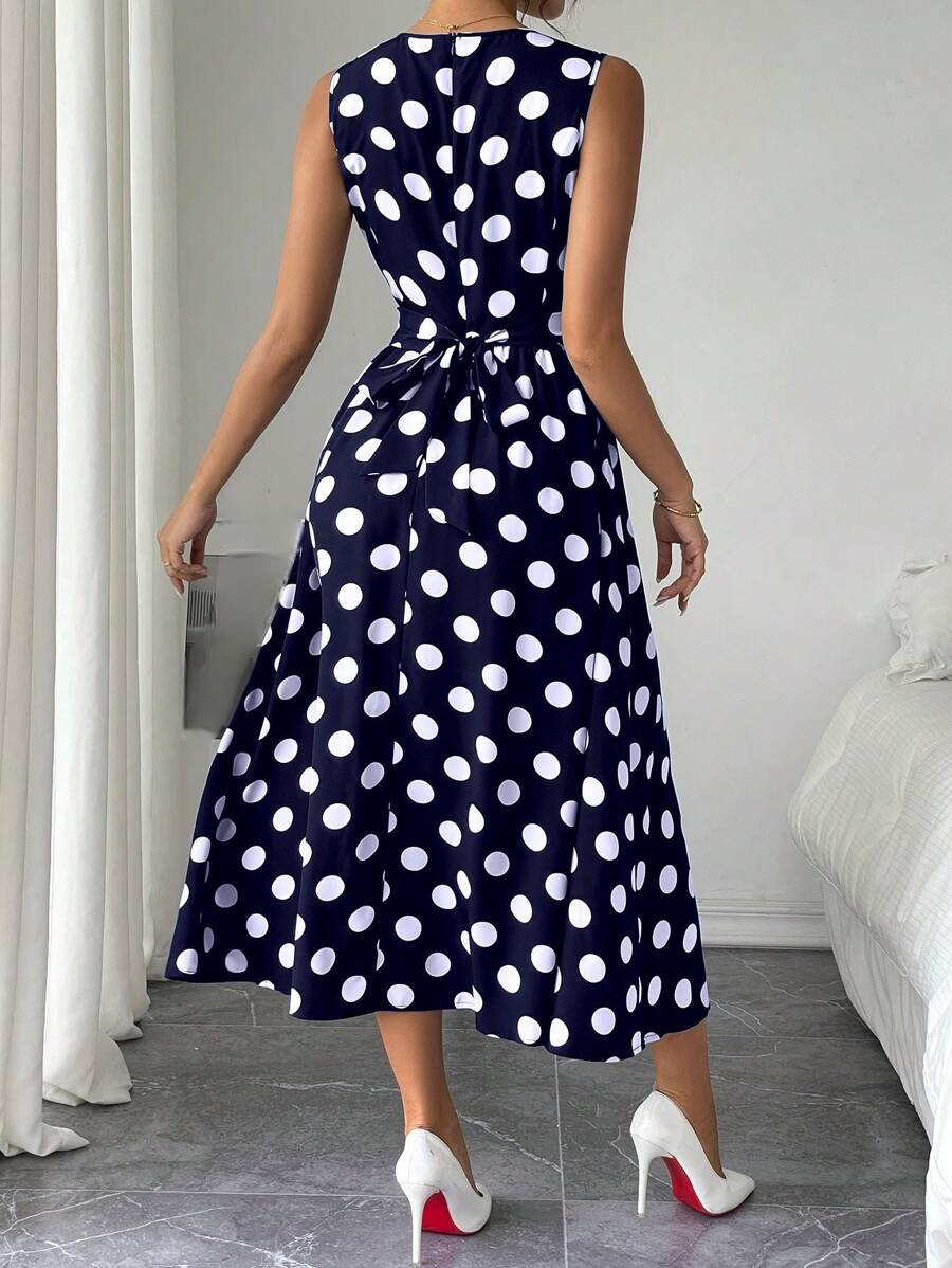 Alonic Fab Elegant Navy Blue Midi Dress