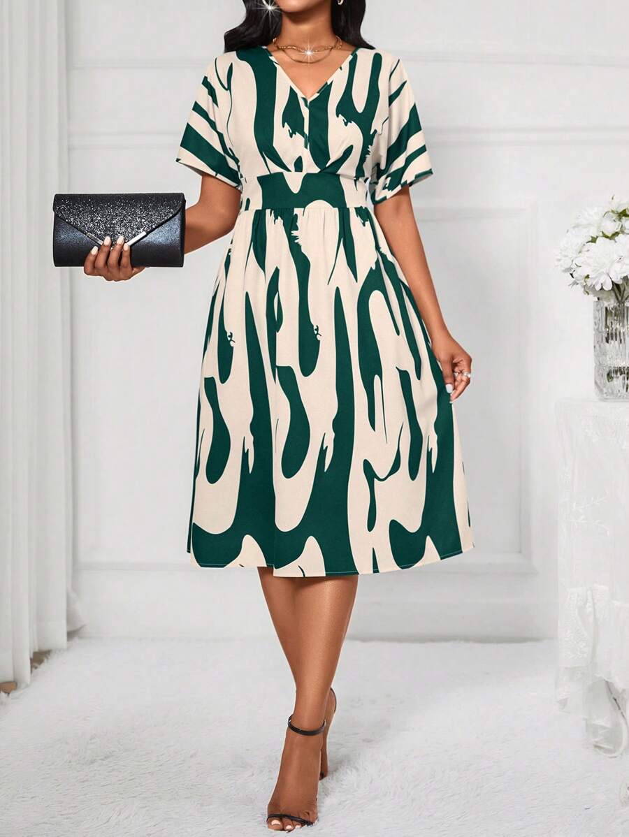 Alonic Fab Modern Artistic Print A-Line Dress – Stylish & Flowy