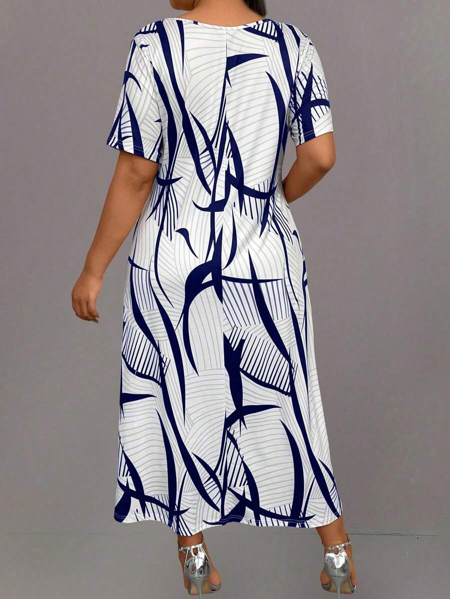 Alonic Fab Women's casual midi dress with a modern abstract print