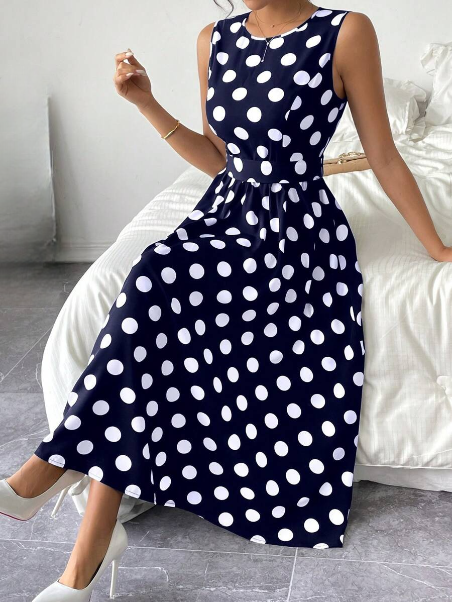 Alonic Fab Elegant Navy Blue Midi Dress