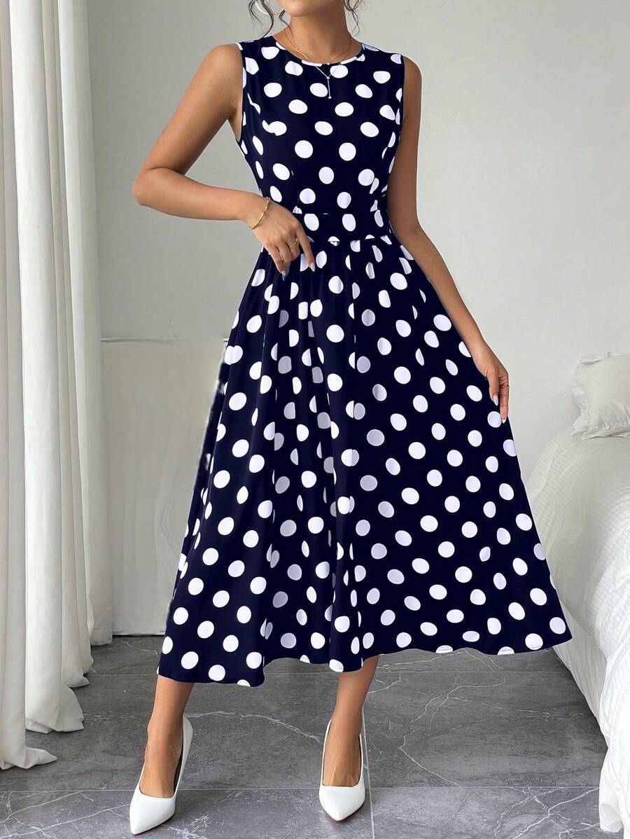 Alonic Fab Elegant Navy Blue Midi Dress