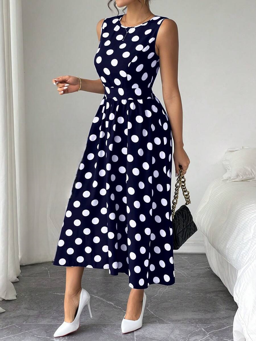 Alonic Fab Elegant Navy Blue Midi Dress