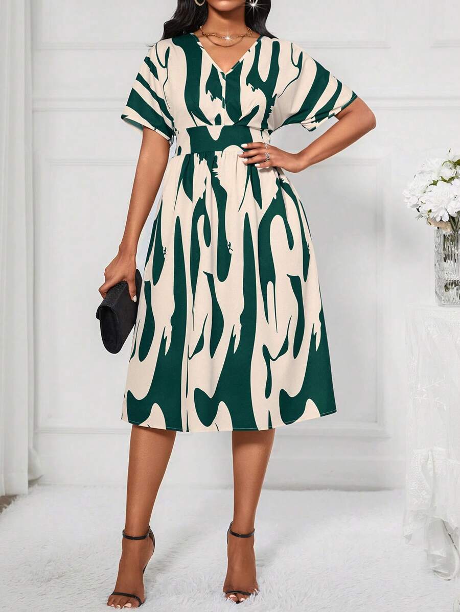 Alonic Fab Modern Artistic Print A-Line Dress – Stylish & Flowy