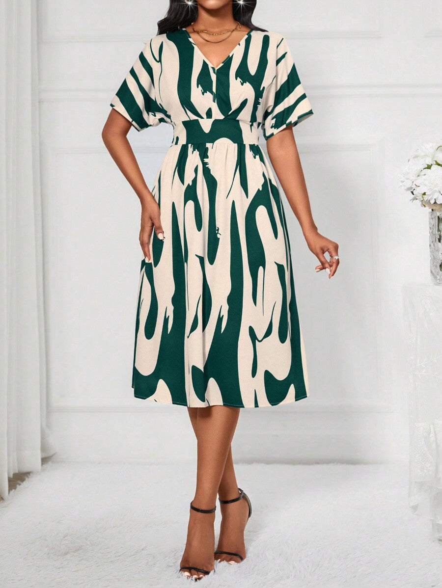 Alonic Fab Modern Artistic Print A-Line Dress – Stylish & Flowy